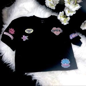 Forever 21 Patched Black Crop Top
